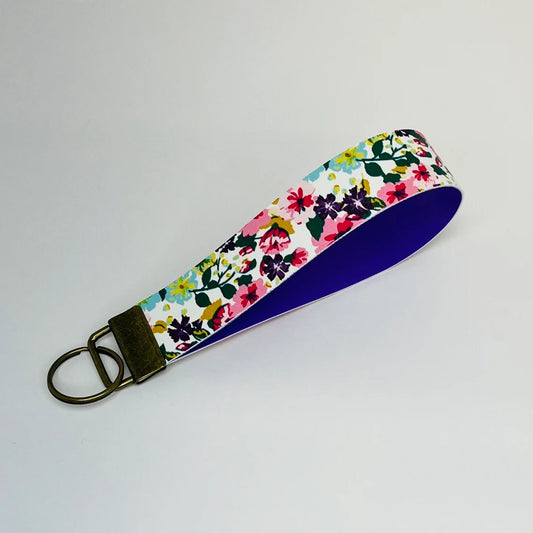 Wildflower Faux Leather Keychain Wristlet