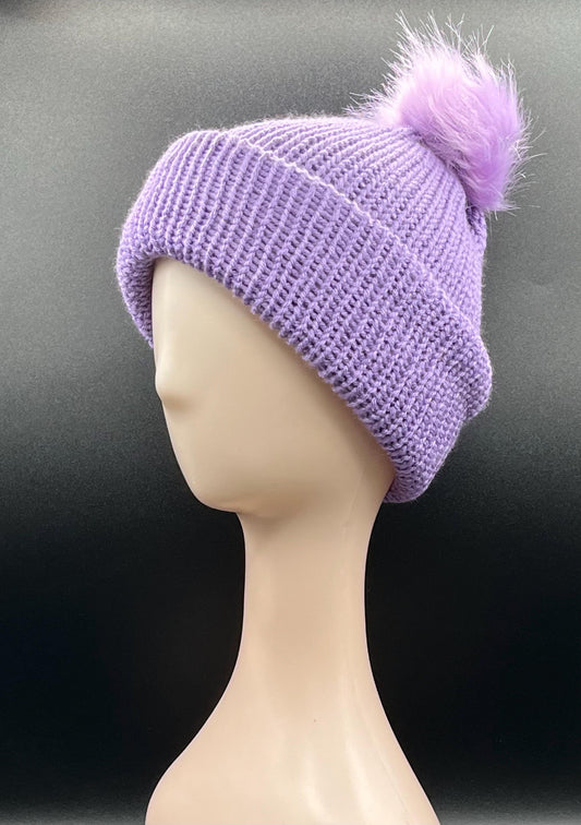 Amethyst Beanie with Pom Pom